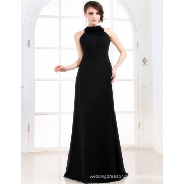 ED006 Halter Black Evening Party Wear Big Size Women Dress Elegant Chiffon plus size evening dress long